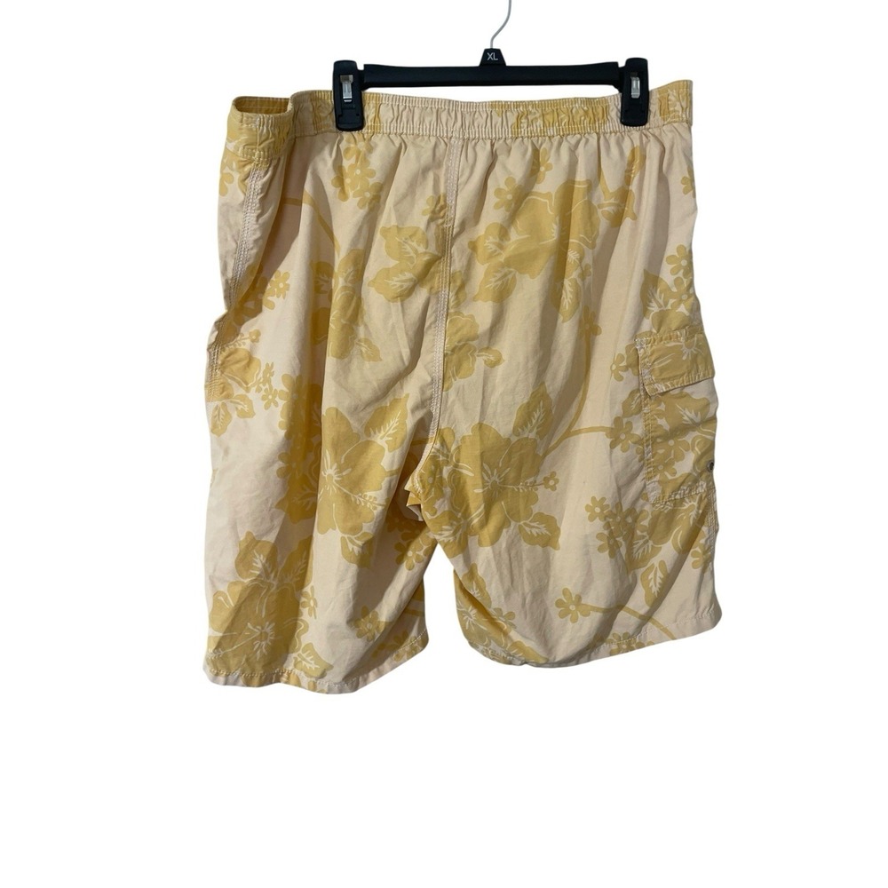 Old Navy XL Men's Butter Yellow Floral Hawaiian Tropical Board Shorts Swim Trunk - Picture 2 of 5